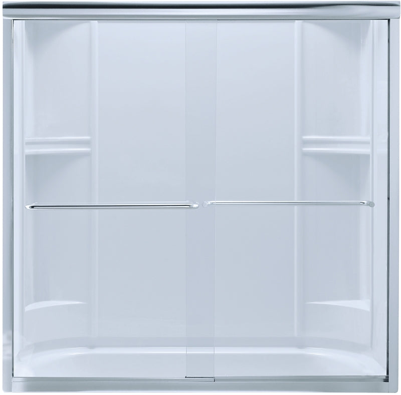 Sterling Finesse Series 5425-59S-G05 Bath Door, Frameless Frame, Aluminum Frame, Clear Glass, Tempered Glass