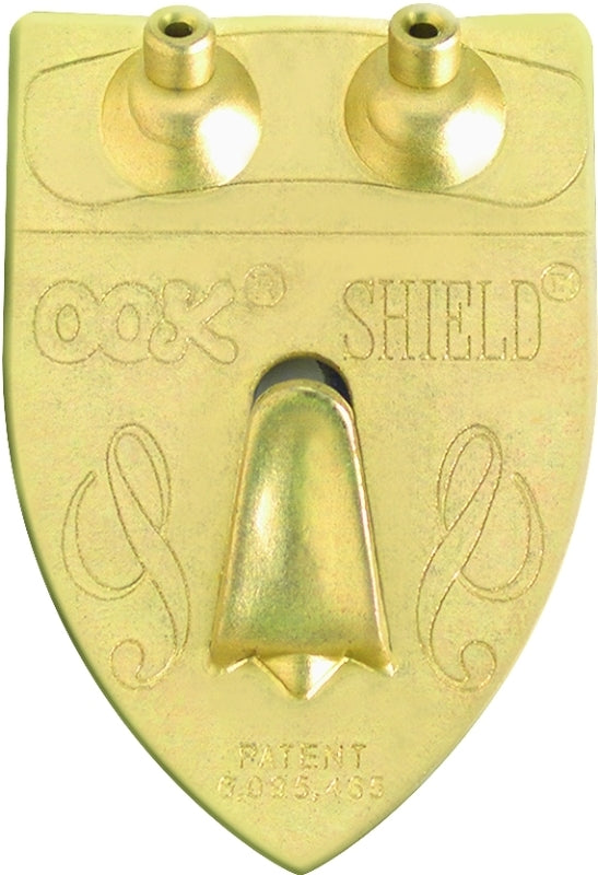 OOK 55005 Shield Hanger, 50 lb, Steel, Brass, Gold