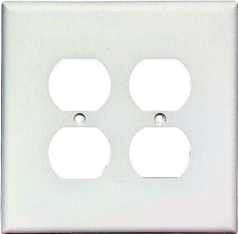 Eaton Wiring Devices 2750W-BOX Receptacle Wallplate, 5-1/4 in L, 5-5/16 in W, 2 -Gang, Thermoset, White