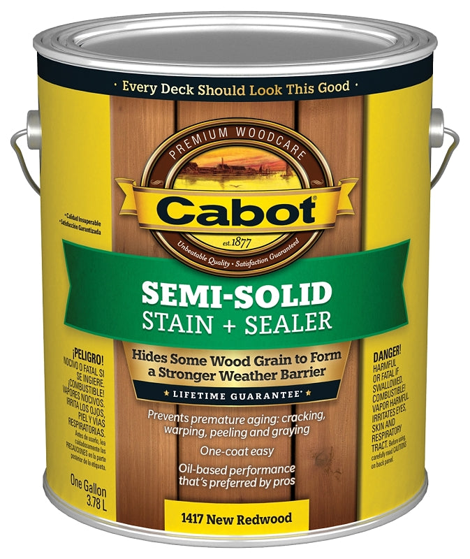 Cabot 140.0001417.007 Deck and Siding Stain, Natural Flat, New Redwood, Liquid, 1 gal