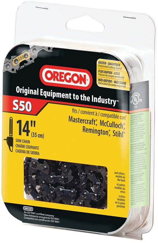 Oregon S50 Chainsaw Chain, 14 in L Bar, 3/8 in TPI/Pitch, 50-Link