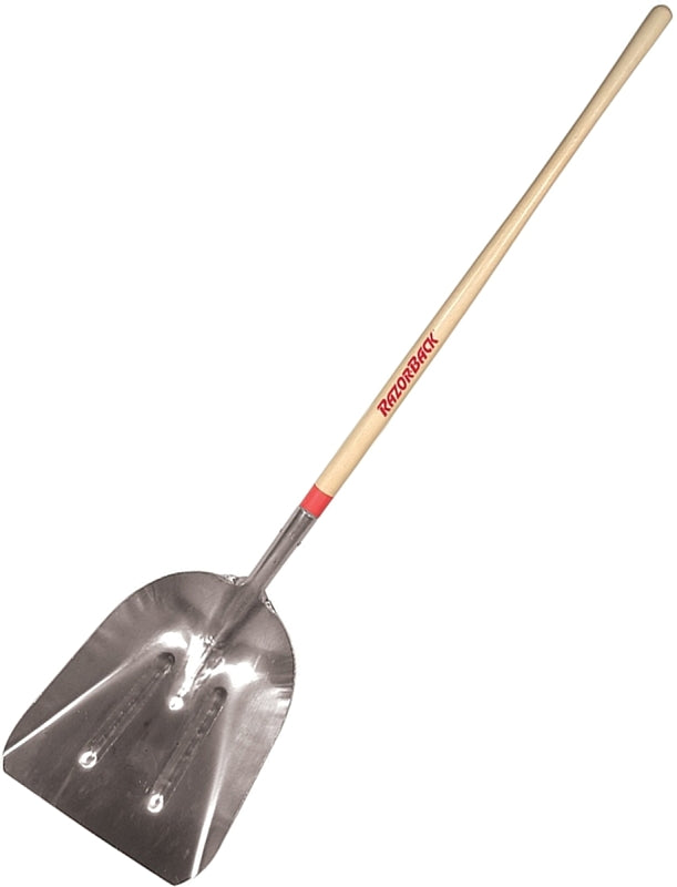 Razor-Back 53127 Scoop Shovel, 14-1/4 in W Blade, 18 in L Blade, Aluminum Blade, Wood Handle, Long Handle, 68-3/4 in OAL