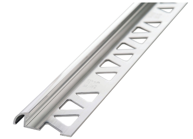 M-D 31385 Bullnose Tile Edge, 8 ft L, 1-3/8 in W, Aluminum, Clear