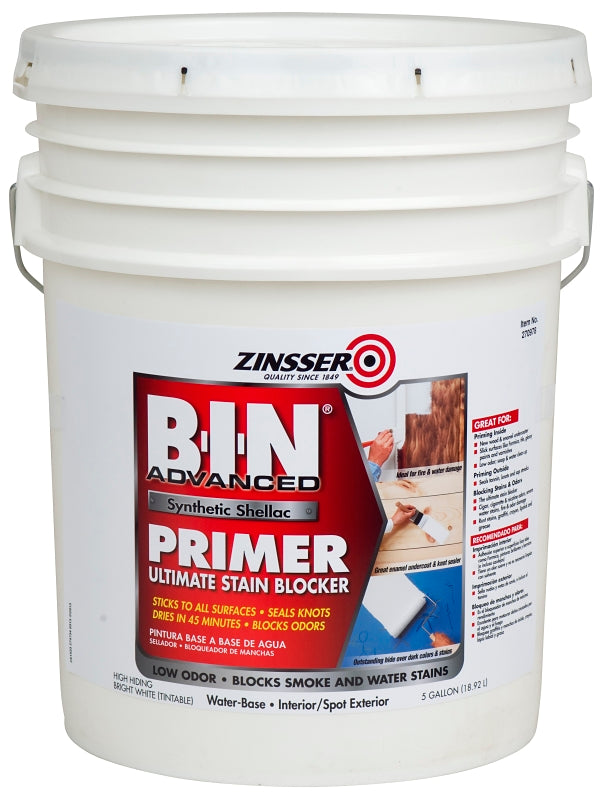 Zinsser 270978 Advanced Synthetic Primer, Flat, Matte, White, 5 gal, Pail