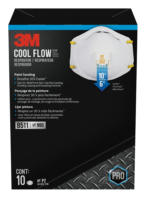 3M TEKK Protection 8511PB1-A/8511 Disposable Valved Respirator Mask, N95 Filter Class, 95 % Filter Efficiency