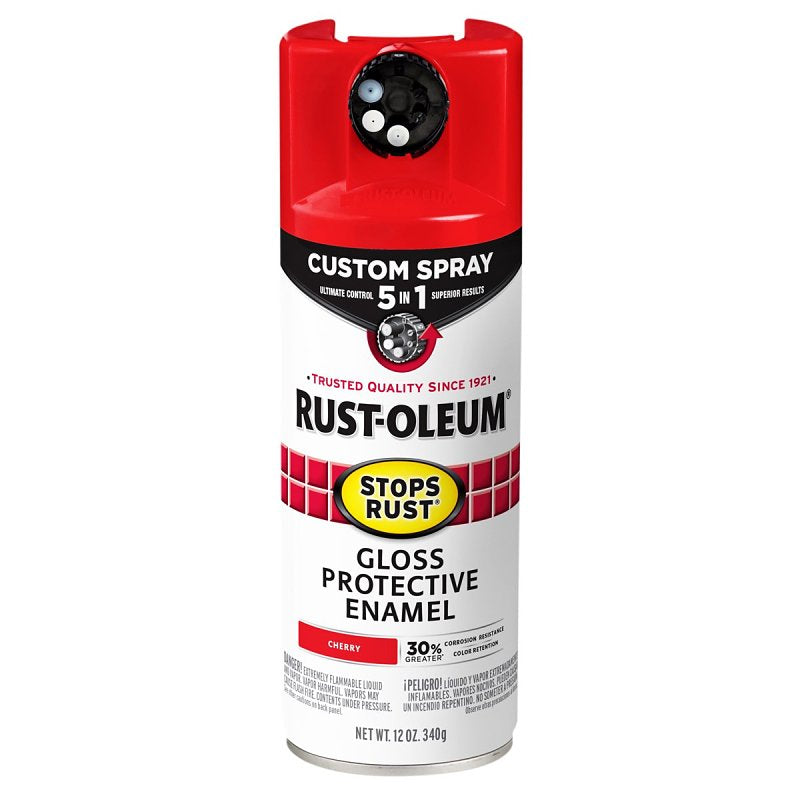 Stops Rust 376889 5-In-1 Enamel Paint, Gloss, Cherry, 12 oz, Aerosol Can