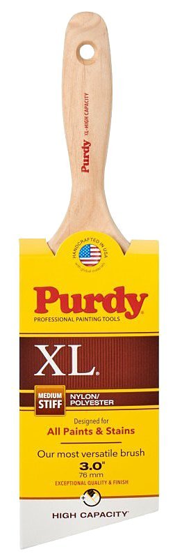 Purdy XL 144424430 Paint Brush, 3 in W, Angular Trim Brush, Nylon/Polyester Bristle, Beavertail Handle