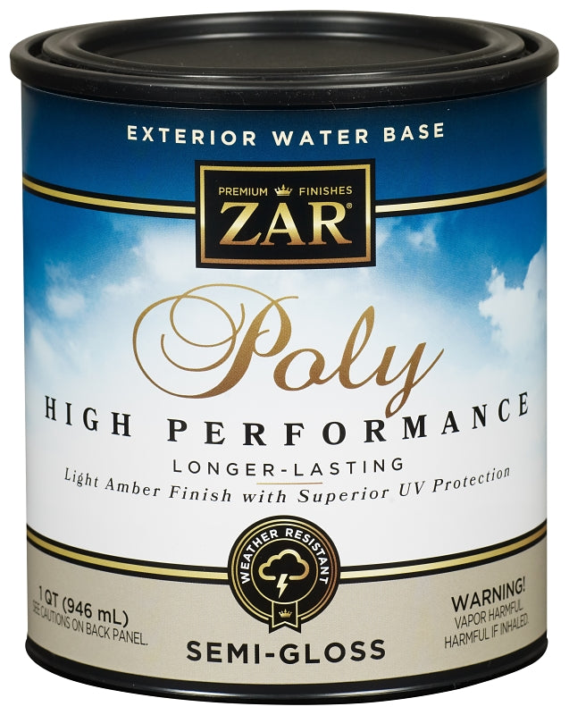 ZAR 34212 Exterior Polyurethane, Semi-Gloss, Amber, Liquid, 1 qt, Can