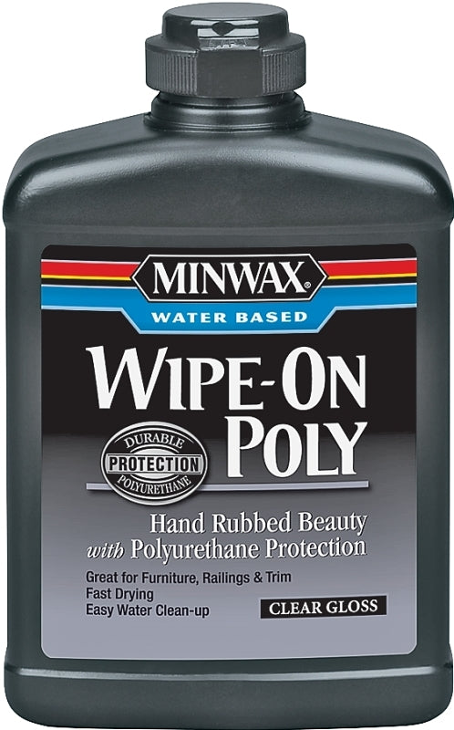 Minwax 409160000 Wipe-On Poly Paint, Gloss, Liquid, Clear, 1 pt, Can