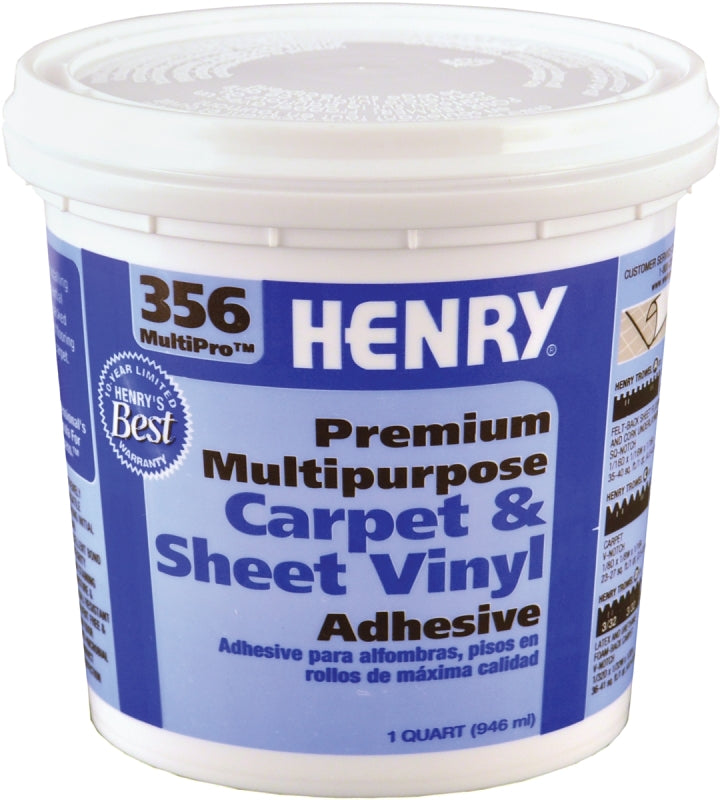 Henry 356C MultiPro 356-030 Carpet and Sheet Adhesive, Pale Yellow, 1 qt Pail