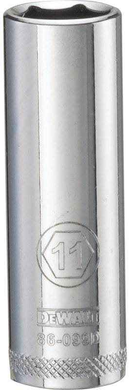 DeWALT DWMT86099OSP Drive Socket, 11 mm Socket, 1/4 in Drive, 6-Point, Steel, Polished Chrome Vanadium