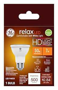 GE Industrial Solutions 45441 LED Bulb, Flood/Spotlight, PAR20 Lamp, 50 W Equivalent, E26 Lamp Base, Dimmable, Clear