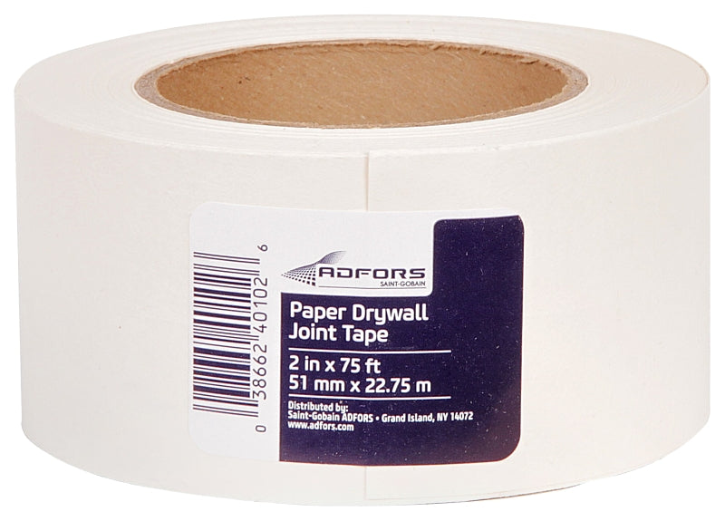 Adfors FDW6620-U Drywall Joint Tape, 75 ft L, 2 in W, White