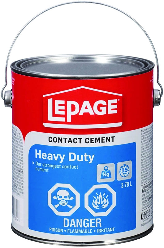 LePage 1504629 Heavy-Duty Contact Cement, Liquid, Solvent, Tan/Yellow, 3.78 L Can