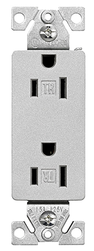 Eaton Wiring Devices TR1107SG-SP-L Duplex Receptacle, 2 -Pole, 15 A, 125 V, Push-in, Side Wiring, NEMA: 5-15R