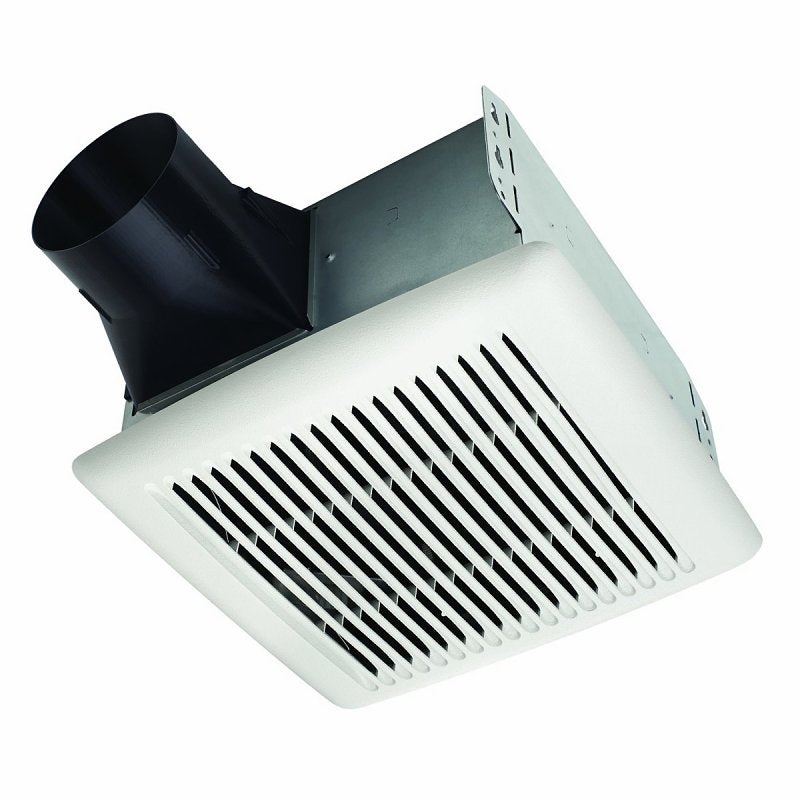 Broan Invent A110 Bath Fan, 9-1/4 in L, 10 in W, 0.4 A, 120 V, 1-Speed, 110 cfm Air, Steel, White