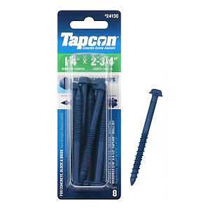 Tapcon 24130 Concrete Screw Anchor, 1/4 in Dia, 2-3/4 in L, Steel, Climaseal, 8/PK