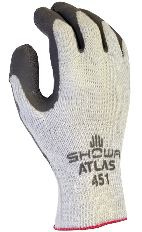 Showa 451-M Gloves, Unisex, M, 9.84 in L, Elastic Cuff, Gray/Light Gray