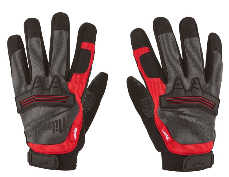 Milwaukee 48-73-8532 Multi-Purpose Work Gloves, Unisex, L, 7.53 to 7.73 in L, Hook-and-Loop Cuff, Leather, Black/Red