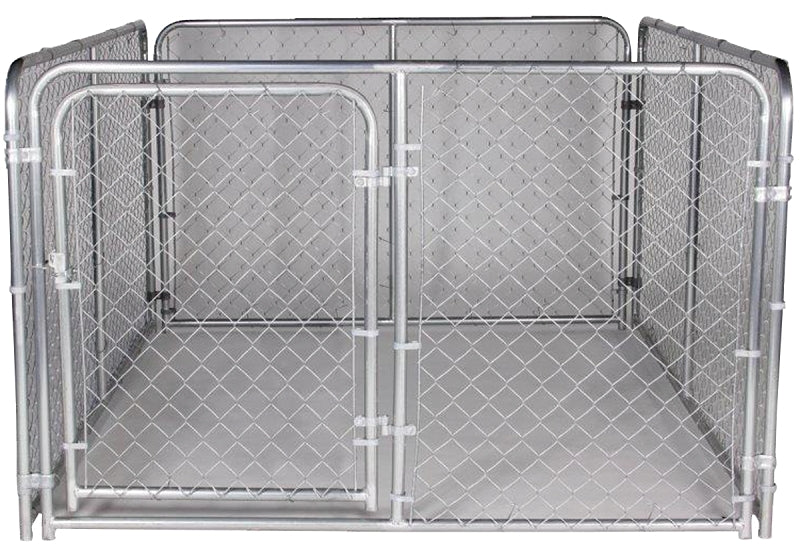 Stephens Pipe & Steel Silver DKS16084 Dog Kennel, 6 ft OAL, 8 ft OAW, 4 ft OAH, Steel, Galvanized