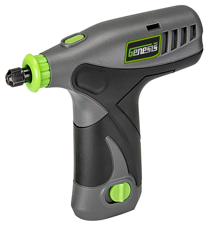 Genesis GLRT08B-65 Rotary Tool, Battery Included, 8 V, 1300 mAh, 1/8, 1/16, 3/32 in Chuck, 8000 to 18,000 rpm Speed