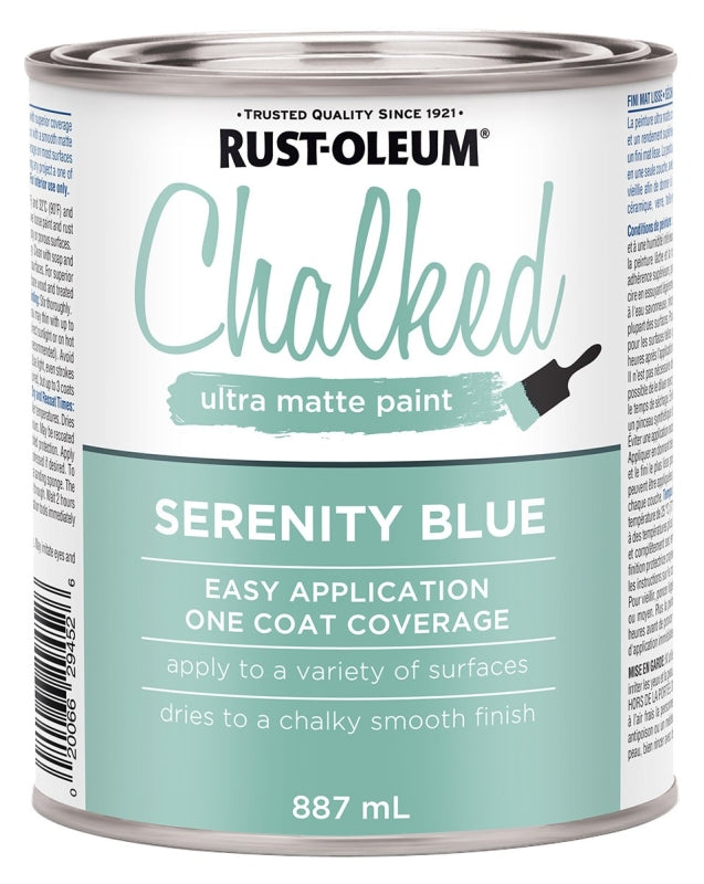 Rust-Oleum 286939 Chalk Paint, Ultra Matte, Serenity Blue, 30 oz