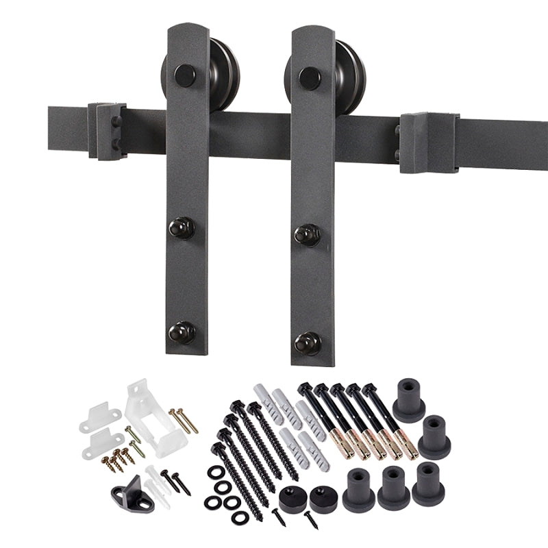 Renin BD100K-09600-MB Straight Strap Barn Door Hardware Kit, 96 in L Track, Steel, Matte, Wall, For: Barn Door