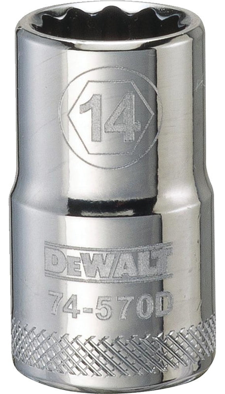 DeWALT DWMT74570OSP Drive Socket, 14 mm Socket, 1/2 in Drive, 12-Point, Vanadium Steel, Polished Chrome