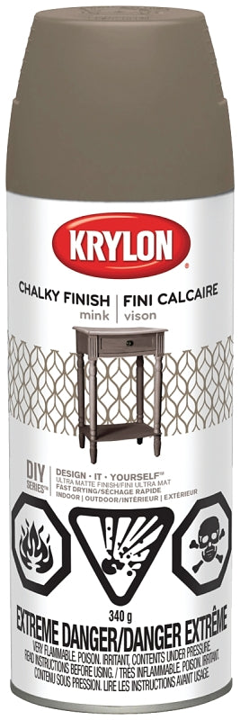 Krylon 441060000 Chalk Spray Paint, Ultra Matte, Mink, 12 oz, Can