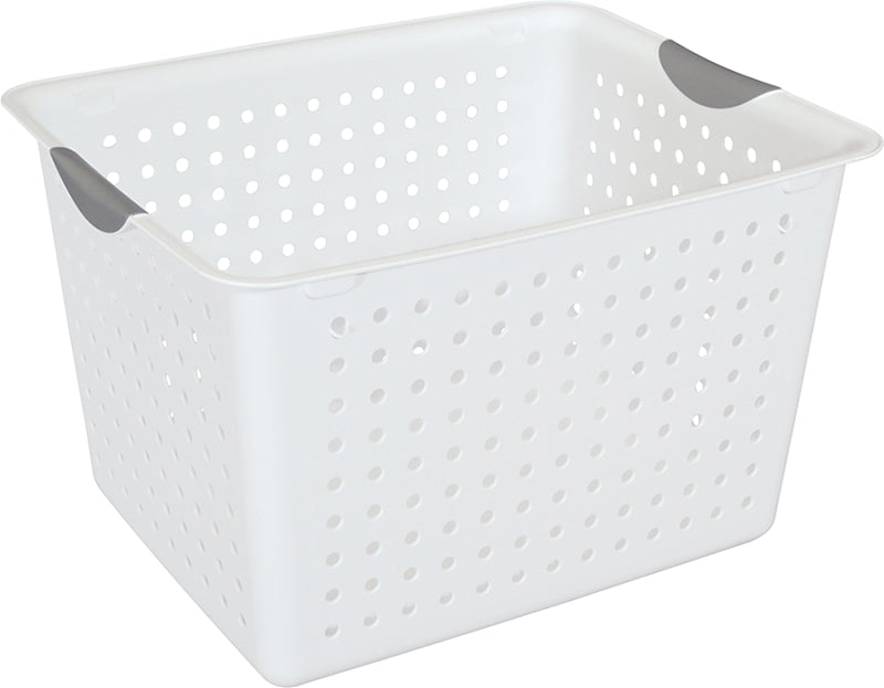 Sterilite Ultra 16288006 Storage Basket, 2 cu-ft Capacity, Plastic, White