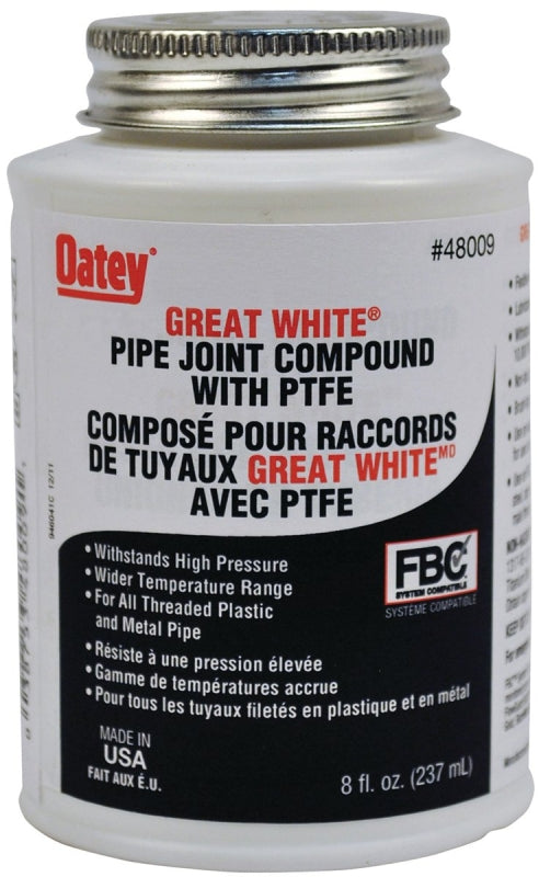 Oatey Great White 48009 Pipe Joint Compound, 237 mL, Paste, White