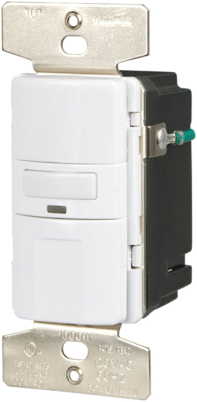 Eaton Wiring Devices OS310U-W-K Motion Sensor Switch with Nightlight and LED, 8.3 A, 120 V, 1 -Pole, Motion Sensor