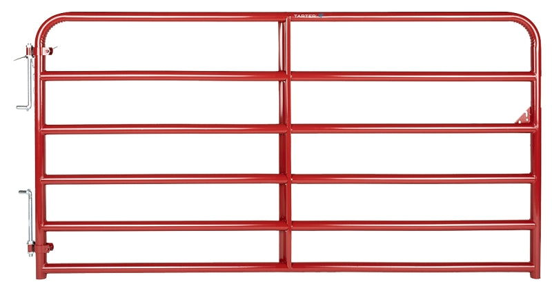 Tarter 2RG8 Bull Gate, 8 ft W Gate, 52 in H Gate, Steel Frame, Red