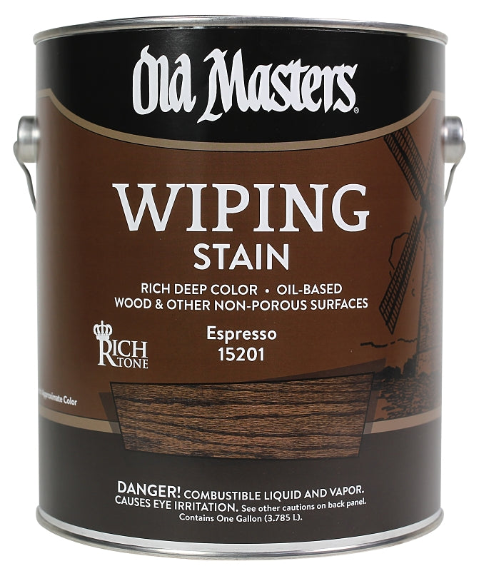 Old Masters 15201 Wiping Stain, Clear, Espresso, Liquid, 1 gal