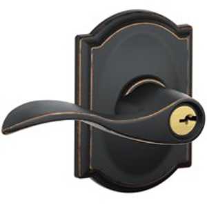 Schlage Accent Series F51A VACC716CAM Entry Lever, Mechanical Lock, Aged Bronze, Metal, Residential, 2 Grade