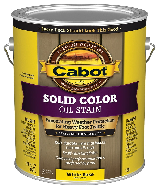 Cabot 140.0001601.007 Solid Stain, Opaque, White, Liquid, 1 gal