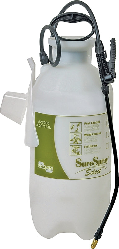 CHAPIN SureSpray 27030 Compression Sprayer, 3 gal Tank, Poly Tank, 34 in L Hose