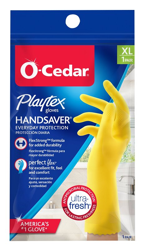 Playtex HandSaver 163670 Reusable Gloves, XL, Latex/Neoprene/Nitrile, Yellow