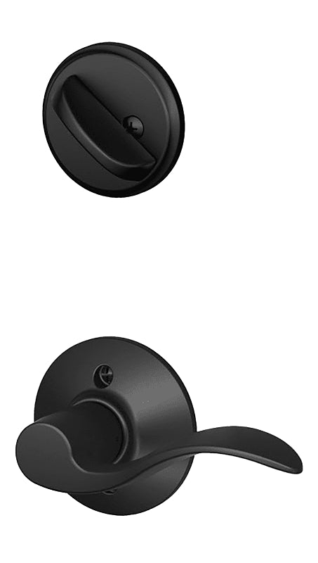 Schlage F59ACC622LH Handleset Interior Trim, 1 Grade, Mechanical Lock, Metal, Matte Black, Lever Handle, Residential