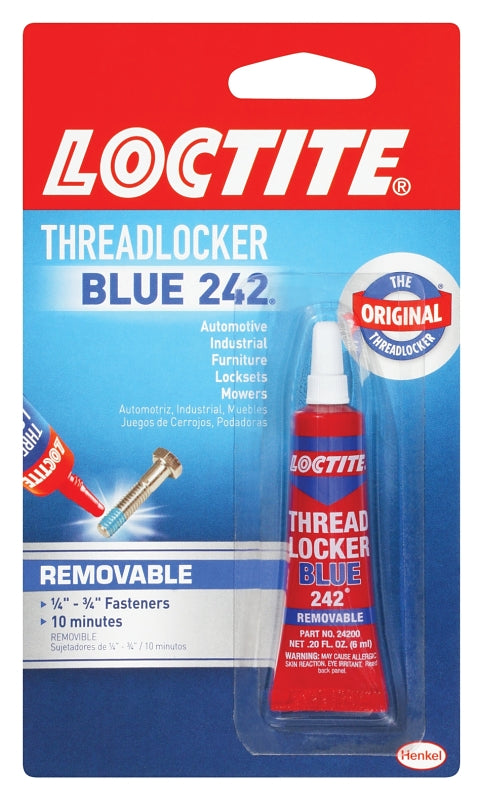 Loctite 209728 Thread Locker, Blue, Liquid, 0.2 oz Carded Tube