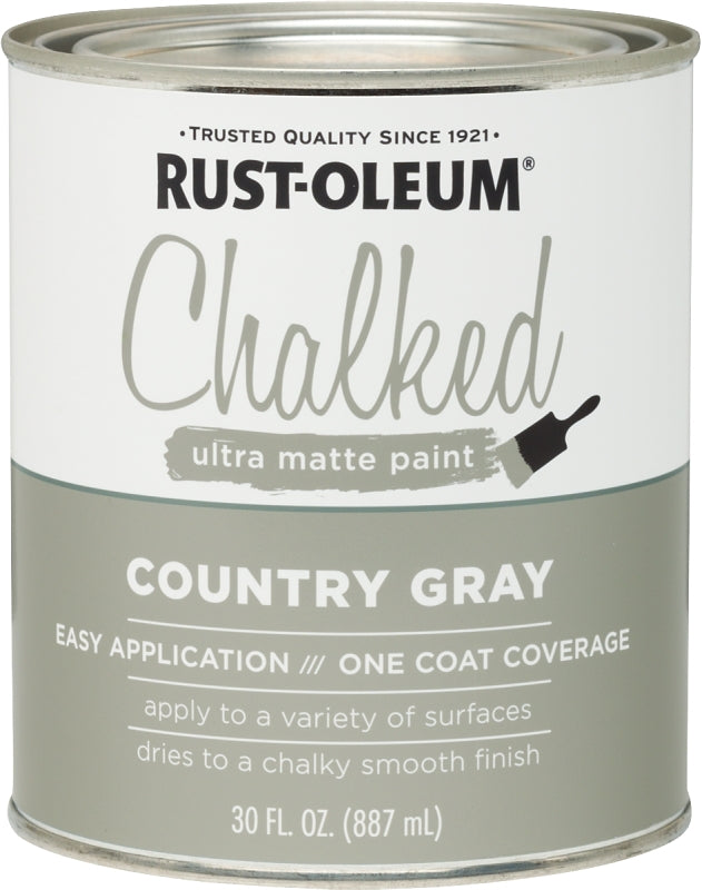 Rust-Oleum 285141 Chalk Paint, Ultra Matte, Country Gray, 30 oz