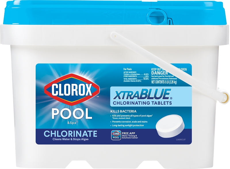 Clorox POOL & Spa XtraBlue 23005CLX Chlorinating Tablet, Solid, Chlorine, 5 lb