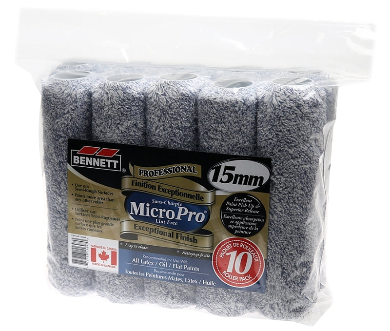 BENNETT 10PK MP15MM Pile Roller, 15 mm Thick Nap, 240 mm L, Microfiber Cover