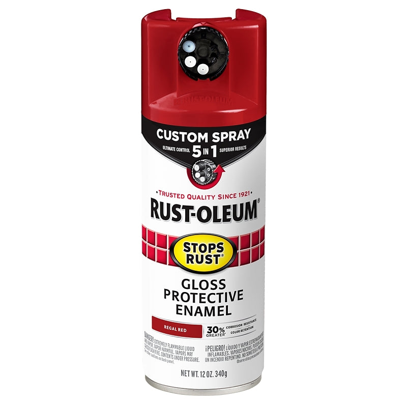 Rust-Oleum 376895 5-In-1 Enamel Paint, Gloss, Regal Red, 12 oz, Aerosol Can