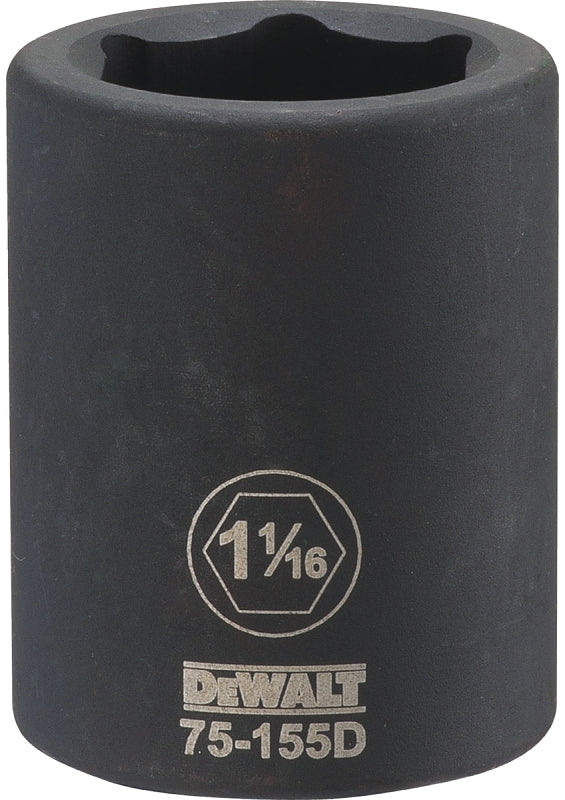 DeWALT DWMT75155OSP Impact Socket, 1-1/16 in Socket, 3/4 in Drive, 6-Point, CR-440 Steel, Black Oxide
