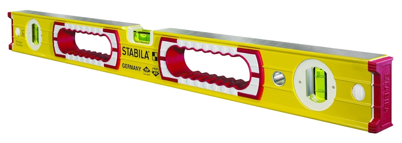 Stabila 37448 Spirit Level, 48 in L, 3-Vial, Non-Magnetic, Aluminum, Yellow