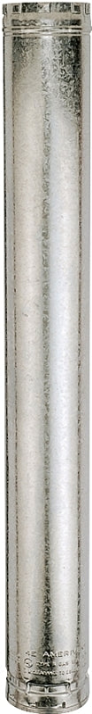 AmeriVent 5E3 Type B Gas Vent Pipe, 5 in OD, 3 ft L, Aluminum/Galvanized Steel