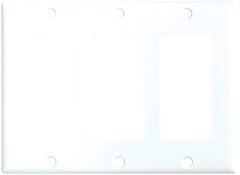 EATON 2163W-BOX Wallplate, 4-1/2 in L, 3-3/8 in W, 3 -Gang, Thermoset, White, High-Gloss
