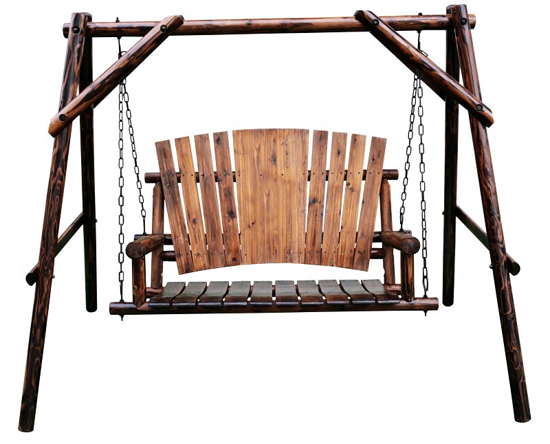 Leigh Country Char-Log Series TX 94080 Porch Swing, 86.6 in OAW, 48.43 in OAD, 67.9 in OAH