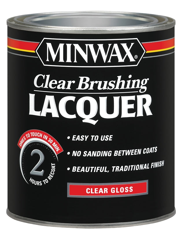 Minwax 155000000 Brushing Lacquer, Gloss, Liquid, Clear, 1 qt, Can